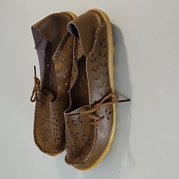 Fantini Soft Supple Leather Tan Brown Moccasin Lazer Cut Driving Shoe - Picture 2 of 11